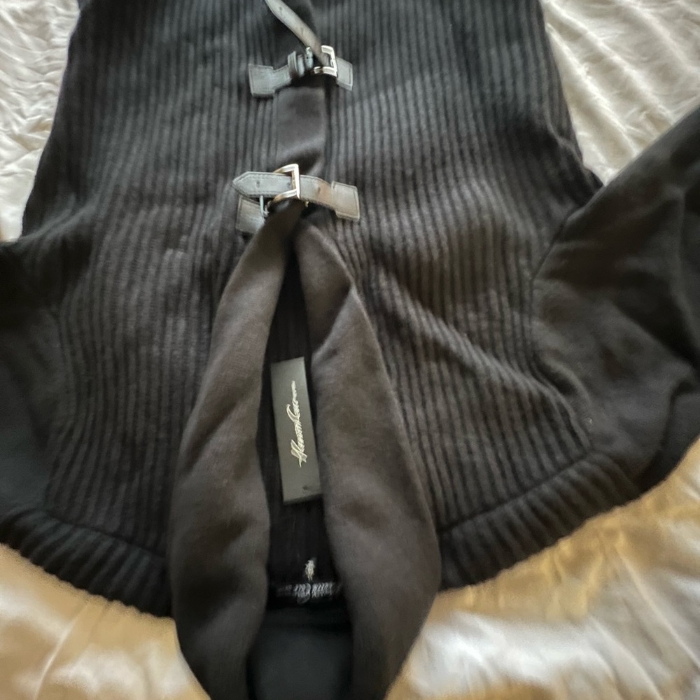 Karen Kane Black Cardigan Sweater with Buckle Detail